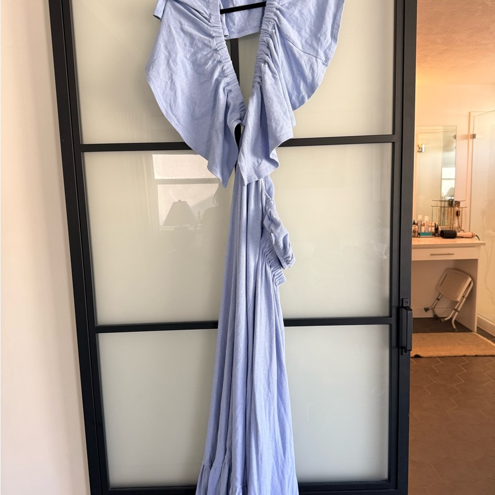 We The Free Sky Blue Backless Maxi Dress